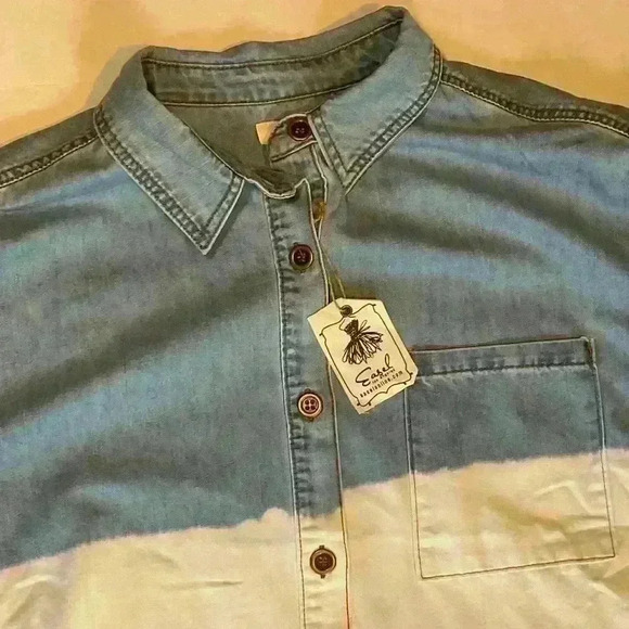 Easel Denim and White shacket. Oversized. NWT. Size medium. - Picture 3 of 10